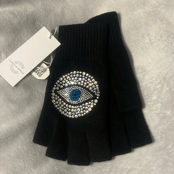Carolyn Rowan cashmere gloves with Swarovski crystals - Picture 1 of 4